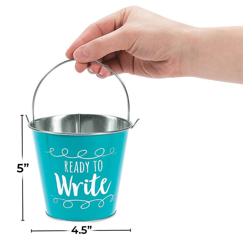Fun Express 4 1/2" x 5" Sharp & Dull Pencil Metal Pail Set - 2 Buckets - Great for Classroom, School and After School Programs - Teaching Accessories - Image 2